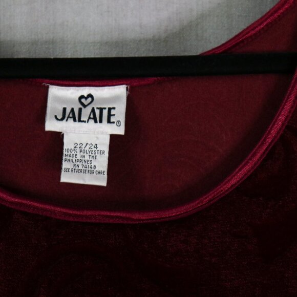 VTG Jalate Maxi Dress Women’s 22/24 Burgundy Velvet Burnout Whimsigoth - Picture 2 of 9